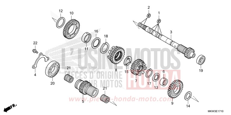 BOITE DE VITESSES (ARBRE SECONDAIRE) (NC750XD) von NC750X DCT GLINT WAVE BLUE METALLIC (B197) von 2021